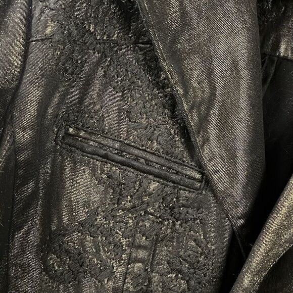 NWT Coldwater Creek Black Gold Metallic Embroidered Riding Jacket 12 misses - Picture 7 of 11